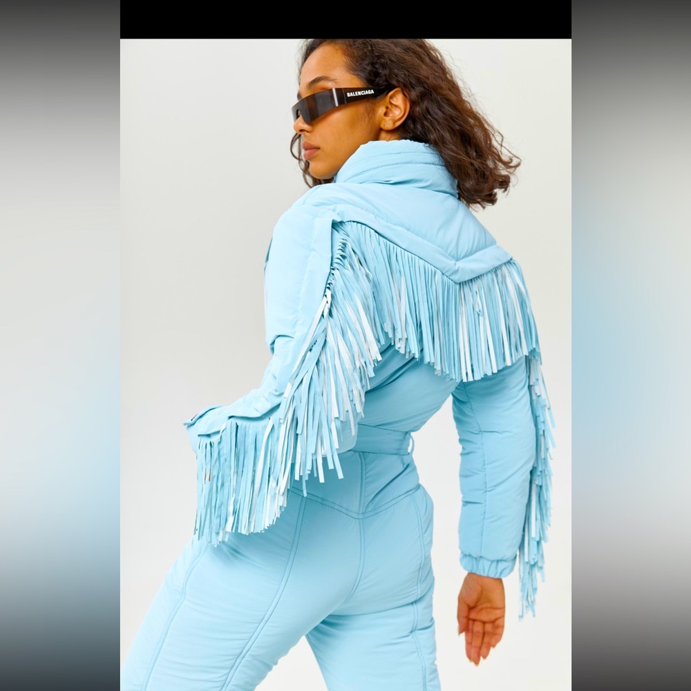 Baby Blue Fringe Ski Suit